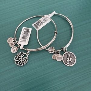 Alex and Ani Silver Charm Bracelets NWT initial / monogram “A”